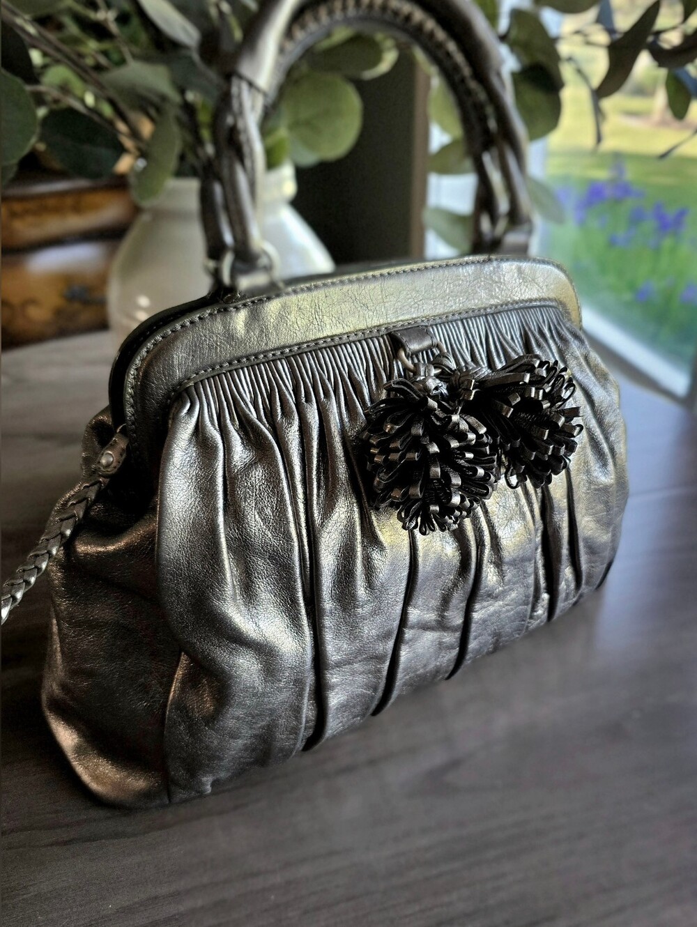 Isabella Fiore Vintage Metallic Leather Bag